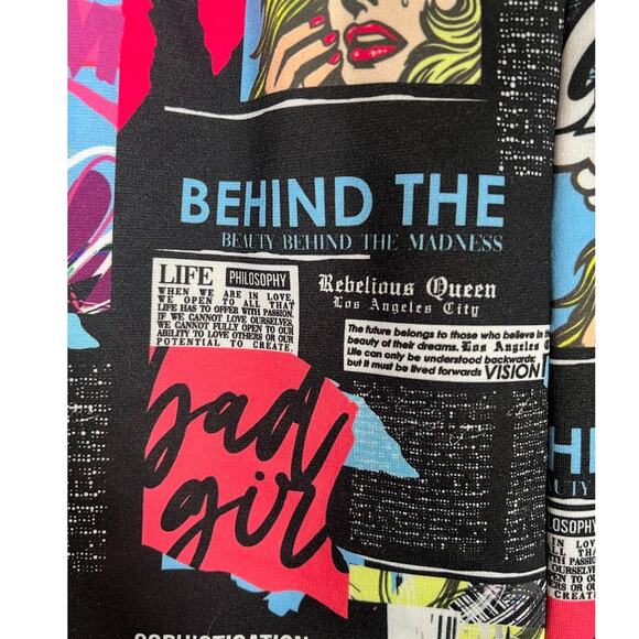 MOHITO Ladies Comic Cartoon Pop Art Drawstring Pockets Skirt Size 36 Small - Picture 2 of 4